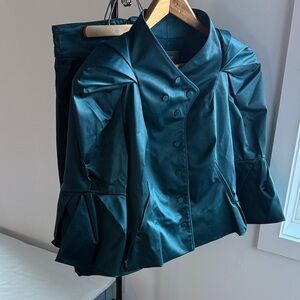 Zac Posen Teal Satin Blazer